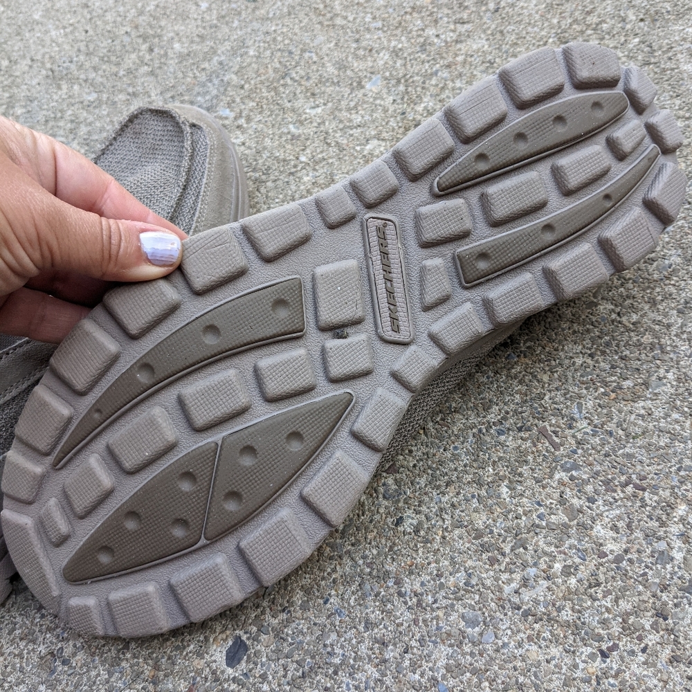 Skechers Taupe Beige Memory Foam Slip On Shoes 13 - image 4